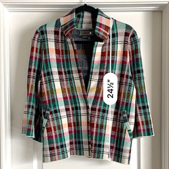 Anthropologie Rosetta Cropped Plaid Jacket Size S - Picture 8 of 13